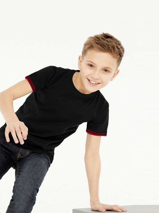 Kids’ Jupiter piqué tee shirt with crew neck, ribbed sleeves, and open hem bottom made from soft combed cotton yarn.