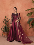 Stylish Collection Majeste Silk Embroidered Maxi-Zuri Maroon