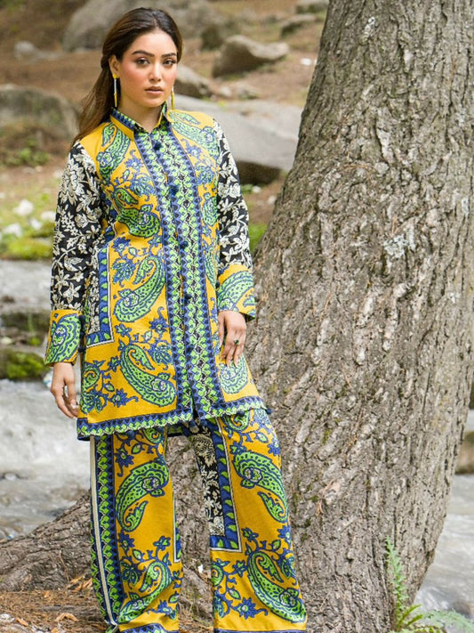 HU Studios Doriya Linen Printed Stitched 2-Piece Suit-Rang-e-Baharan