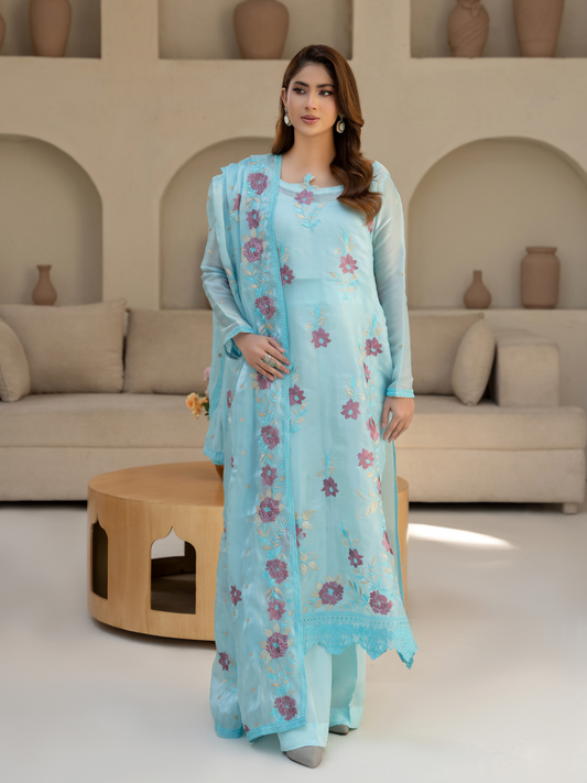 Noori Silk Embroidered Stitched 3-Piece Suit