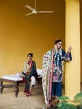 Jugnu by Hussain Rehar SS'25 Eid Pret Cotton Embroidered 3-Piece Suit-Silva
