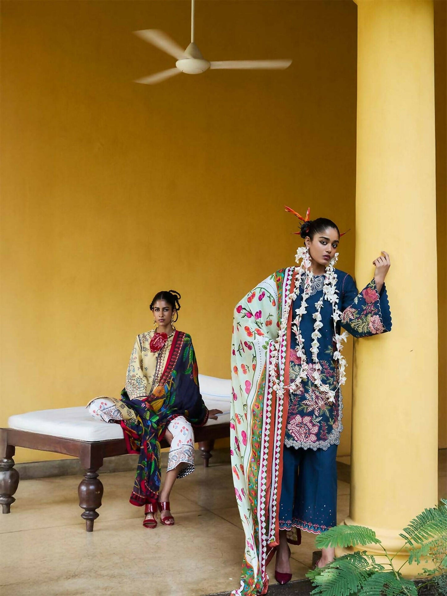 Jugnu by Hussain Rehar SS'25 Eid Pret Cotton Embroidered 3-Piece Suit-Silva