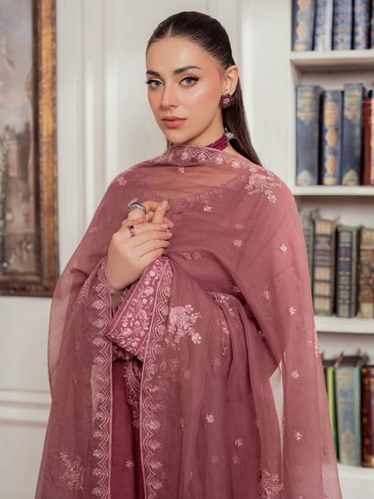 Panache Apparel Viscose Embroidered Stitched 3-Piece Suit-Twilight