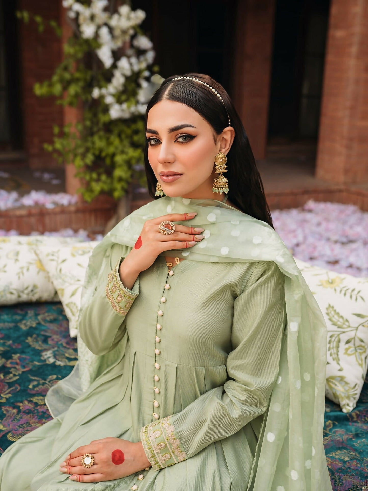 Panache Apparel Chambray Katan Embroidered Stitched 2-Piece Suit-Surmayi