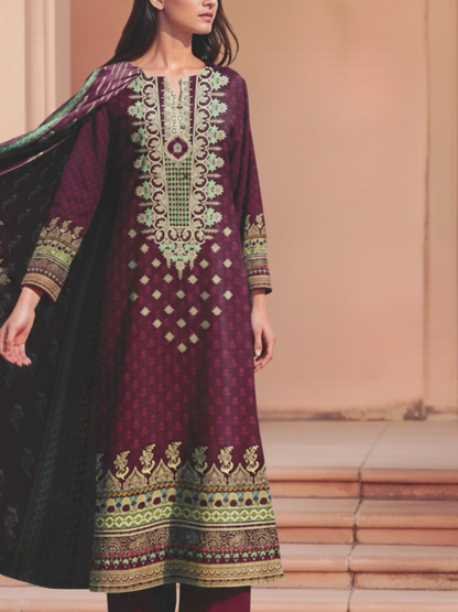 Bin Rehman Lawn Embroidered Unstitched 3-Piece Suit-D-127