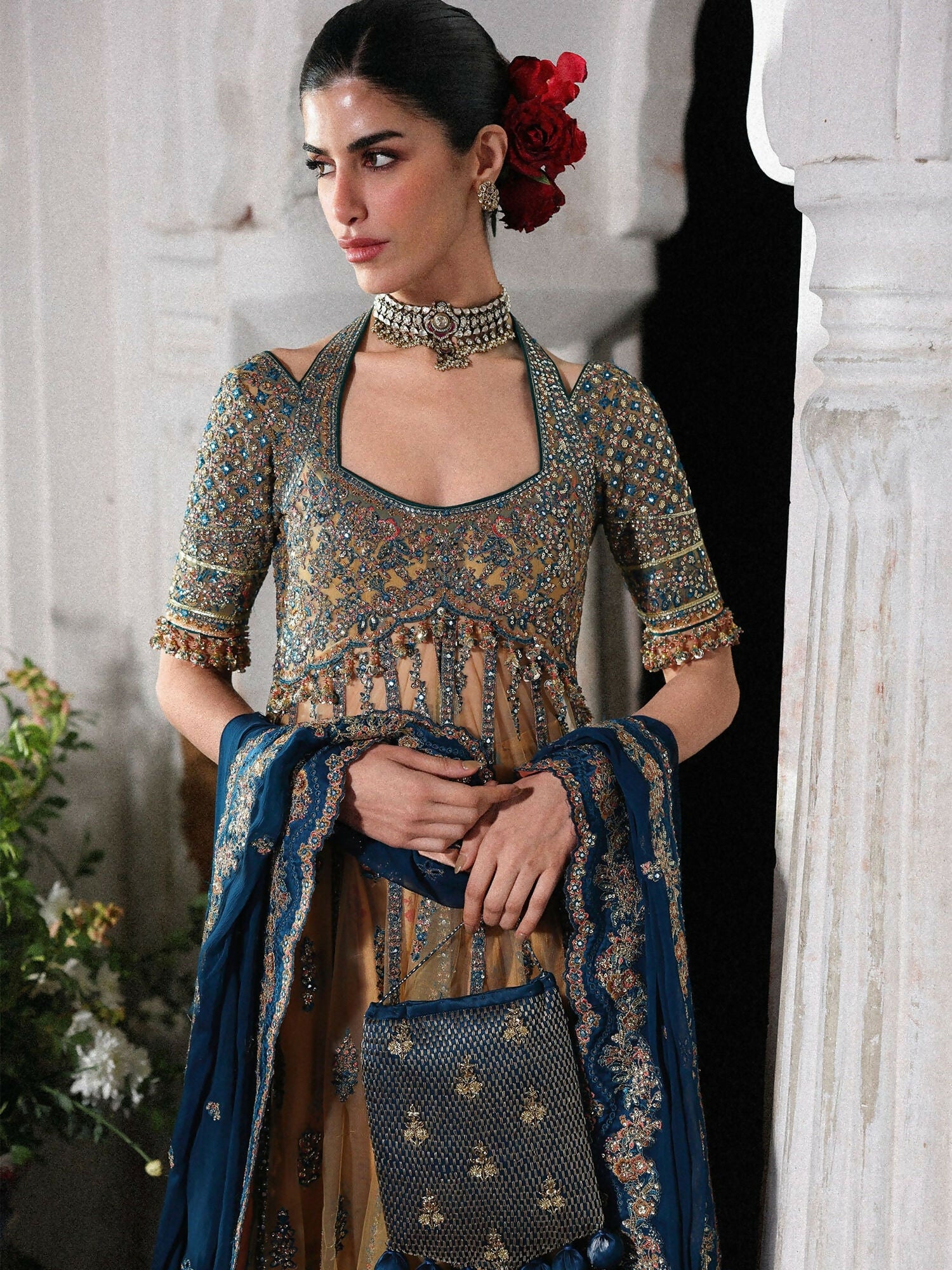 Hussain Rehar Festive Unstitched'26 Net Embroidered 3-Piece Suit-Man Jogi