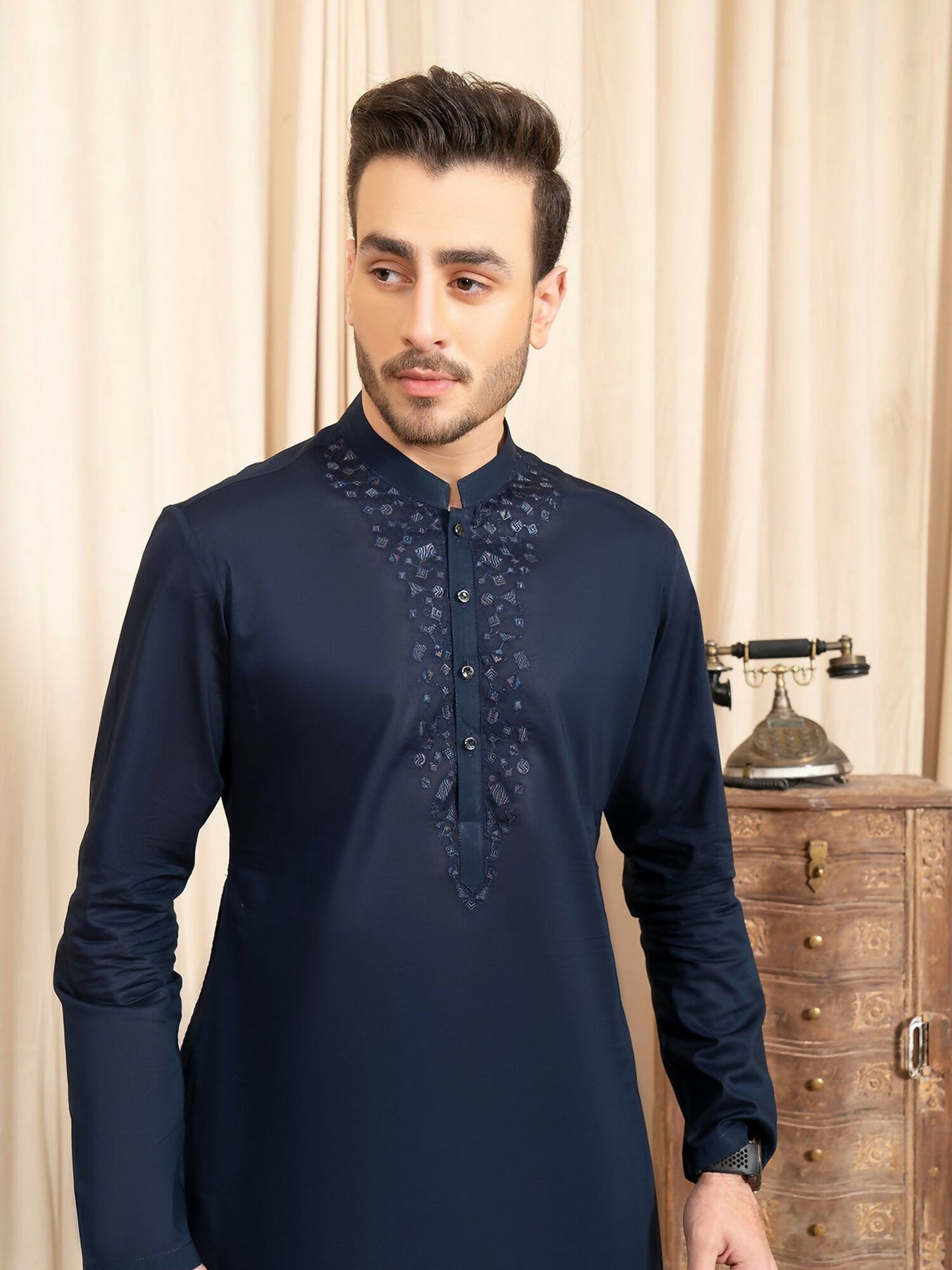 Fabrich Men Embroidered Unstitched Shalwar Kameez-GTS-B-030