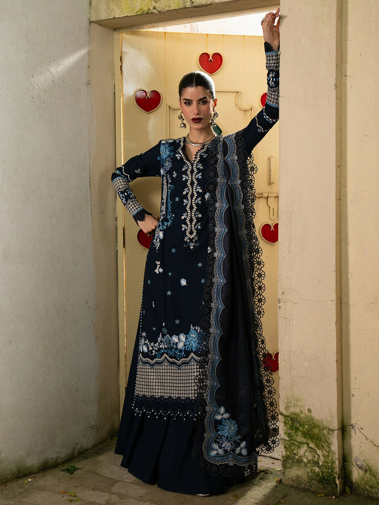 Binilyas Gulrukh Khaddar Embroidered Unstitched 3-Piece Suit-62-B