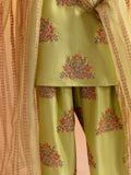 Hussain Rehar Candy Soap Raw Silk Embellished Stitched 3-Piece Suit-Platain