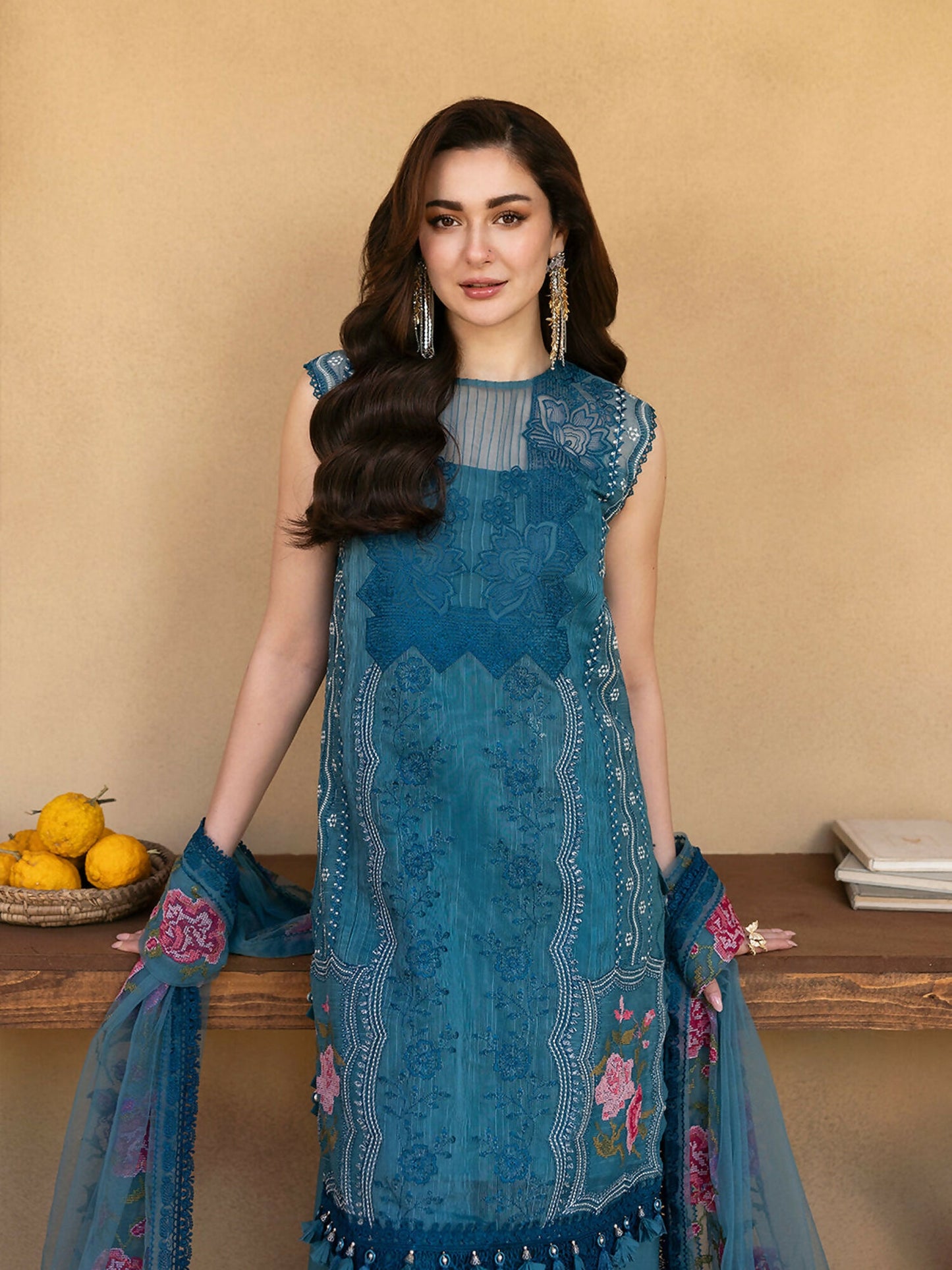 Joolie By Saira Rizwan Lawn Organza Embroidered Unstitched 3-Piece Suit-Alma-SRL25-12