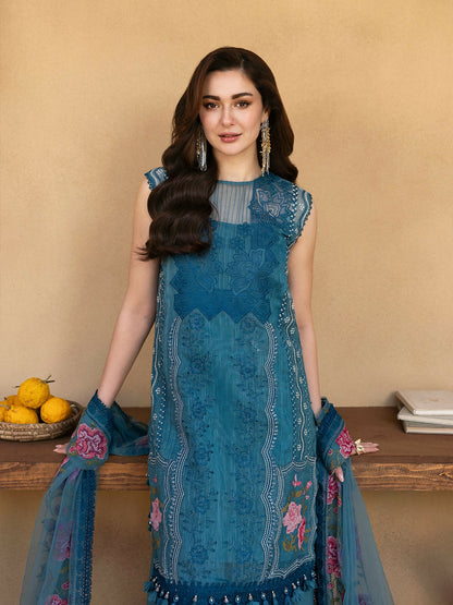 Joolie By Saira Rizwan Lawn Organza Embroidered Unstitched 3-Piece Suit-Alma-SRL25-12