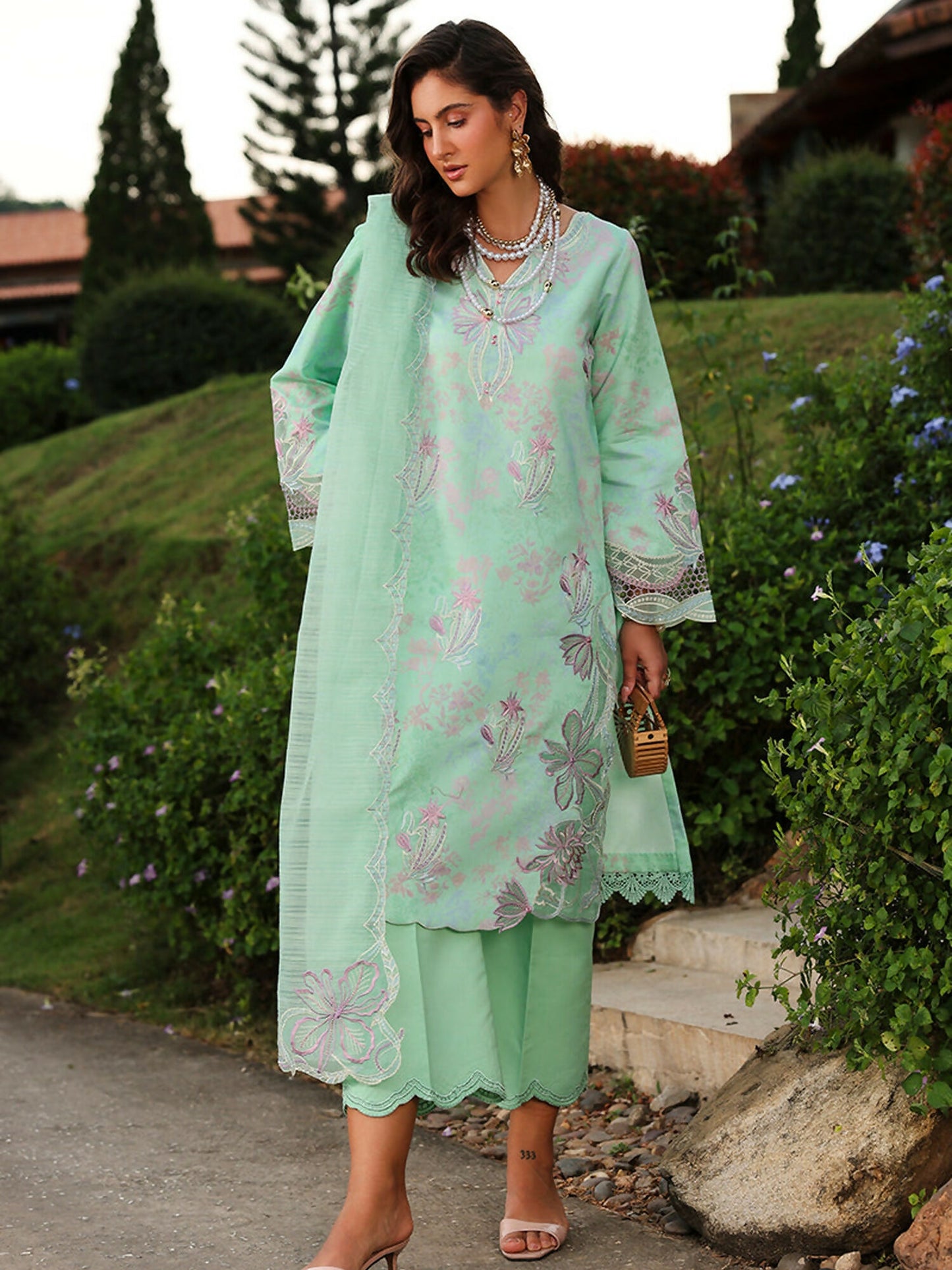 Rang Rasiya Florence Summer Edit'26 Lawn Embroidered Unstitched 3-Piece Suit-Haniya