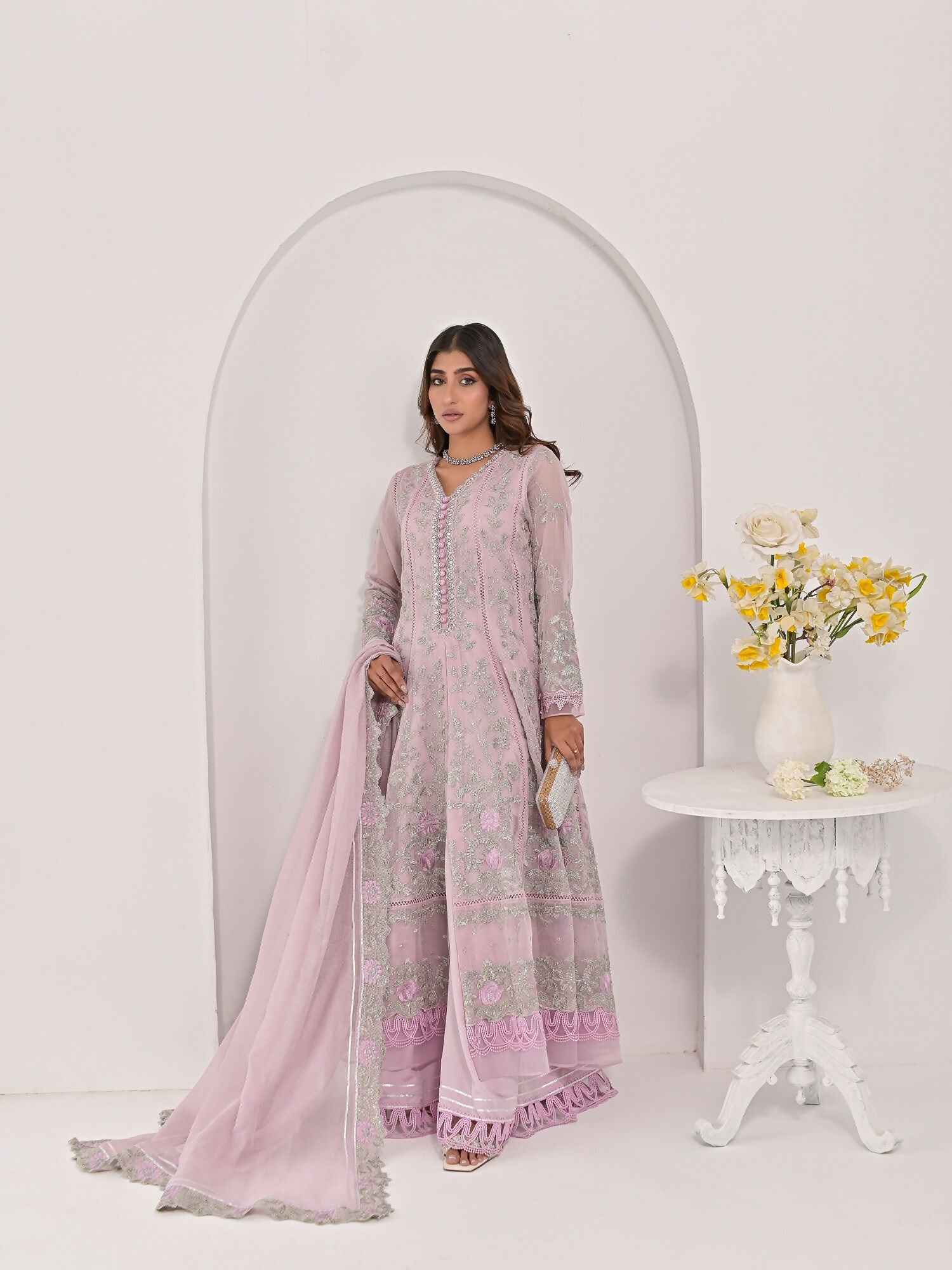 Farooq Hameed Studio Pariza Lux Festive'25 Khaadi Net Embroidered Stitched 3-Piece Suit-Sibel