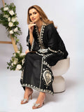Tehzeeb Libas Lawn Embroidered Stitched 2-Piece Suit-BLACK SPARKLE