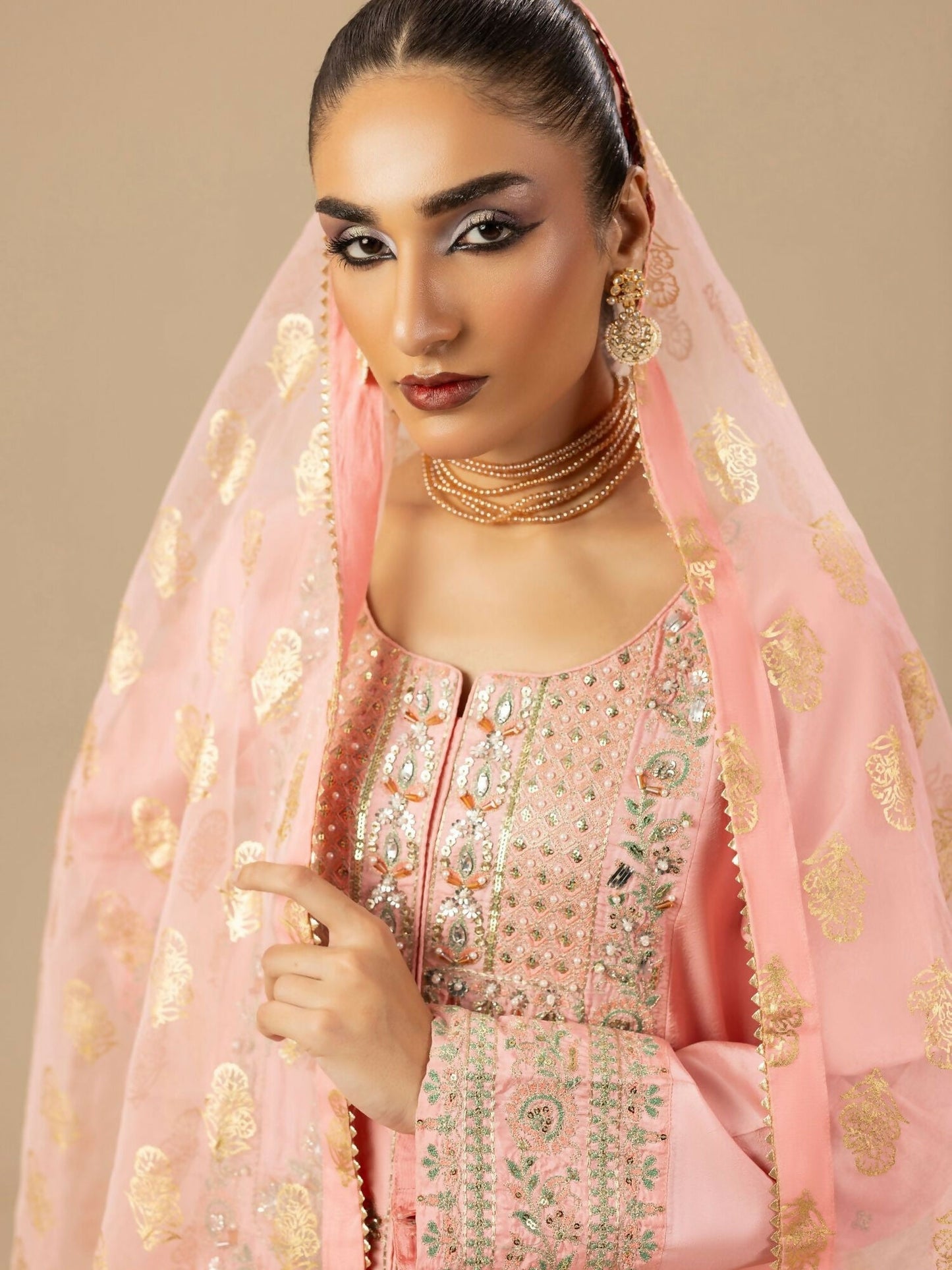 Shurooq Garden Of Dreams Silk Embellished Stitched 3-Piece Suit-Periwinkle