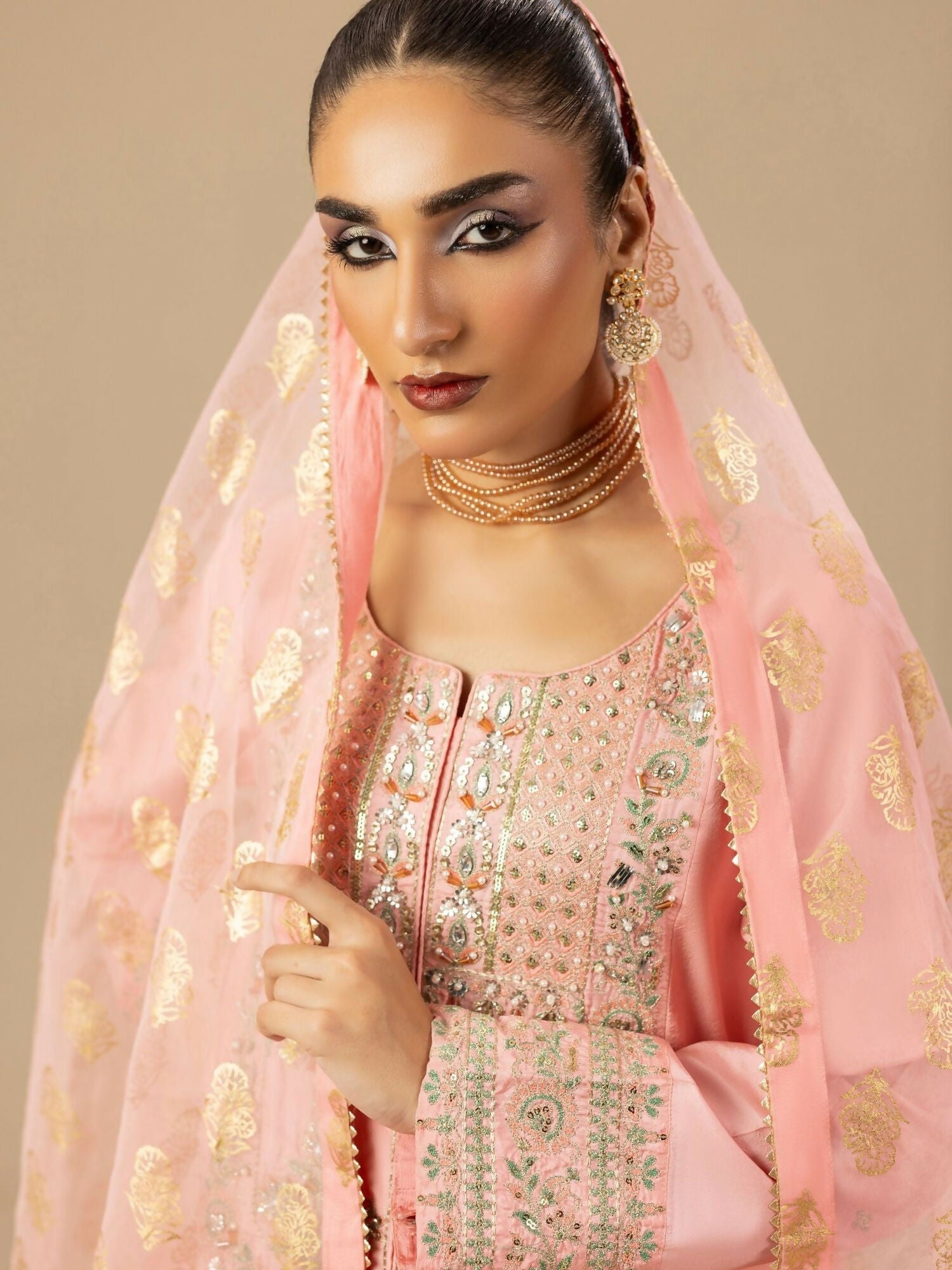 Shurooq Garden Of Dreams Silk Embellished Stitched 3-Piece Suit-Periwinkle