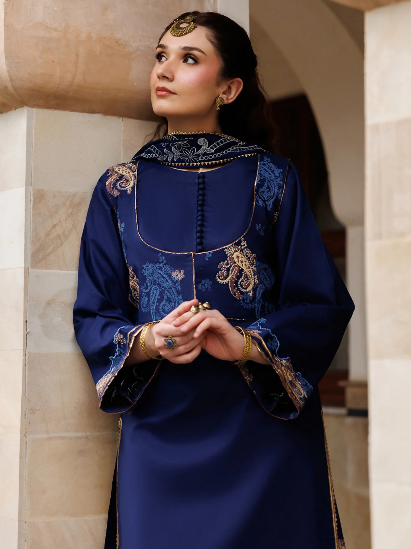 Blue Panache Apparel Noor Mahal Cotton Printed Stitched Suit-Nayirah