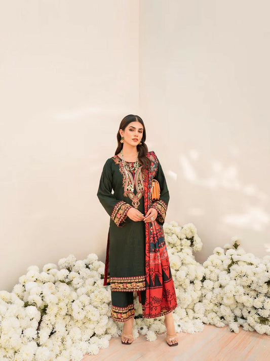 Panache Apparel Winter Basics Khaddar Embroidered Stitched 2-Piece Suit-Stardust