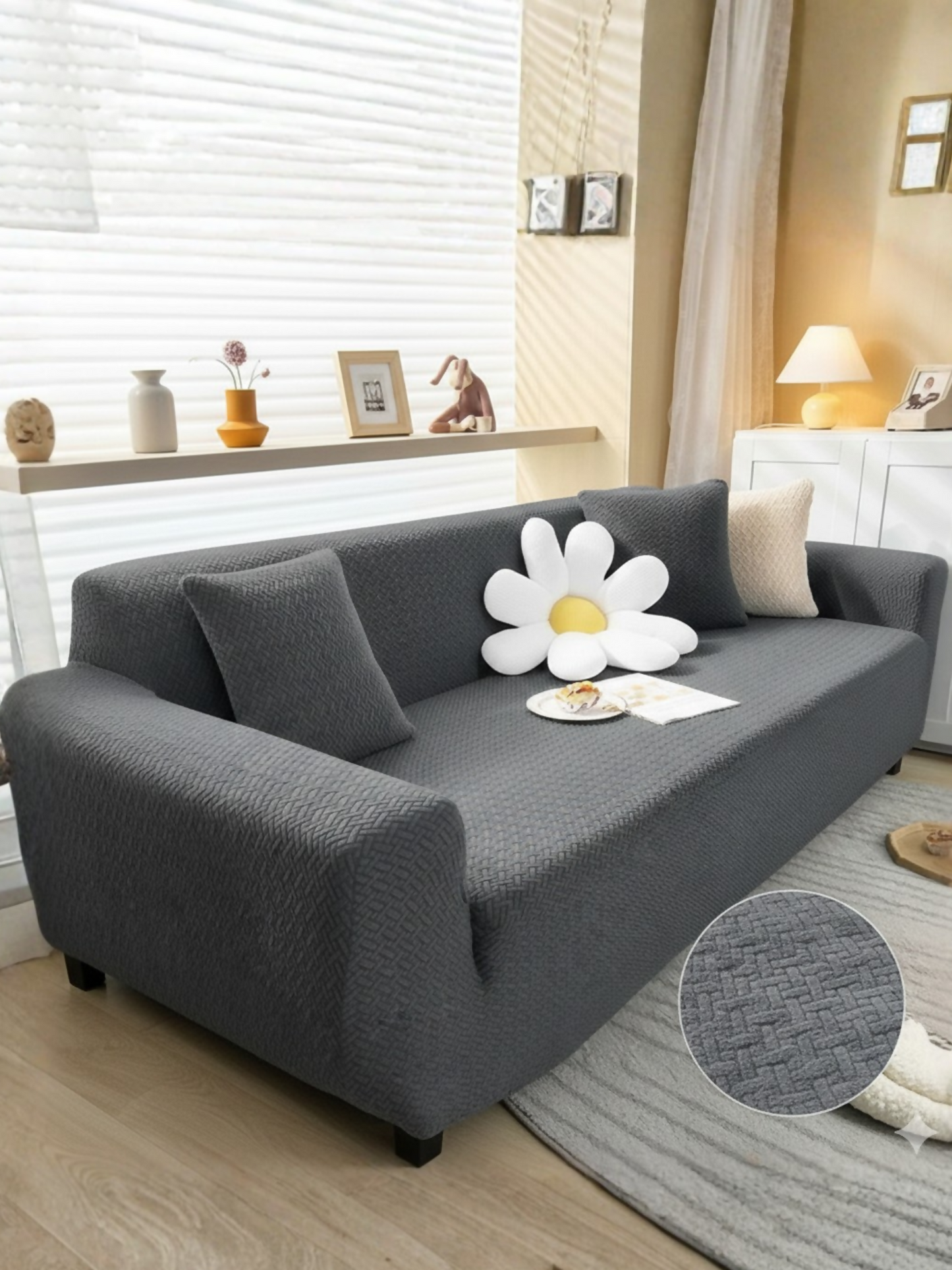 Elegant Bedding Stripe Jacquard Fitted Sofa Cover