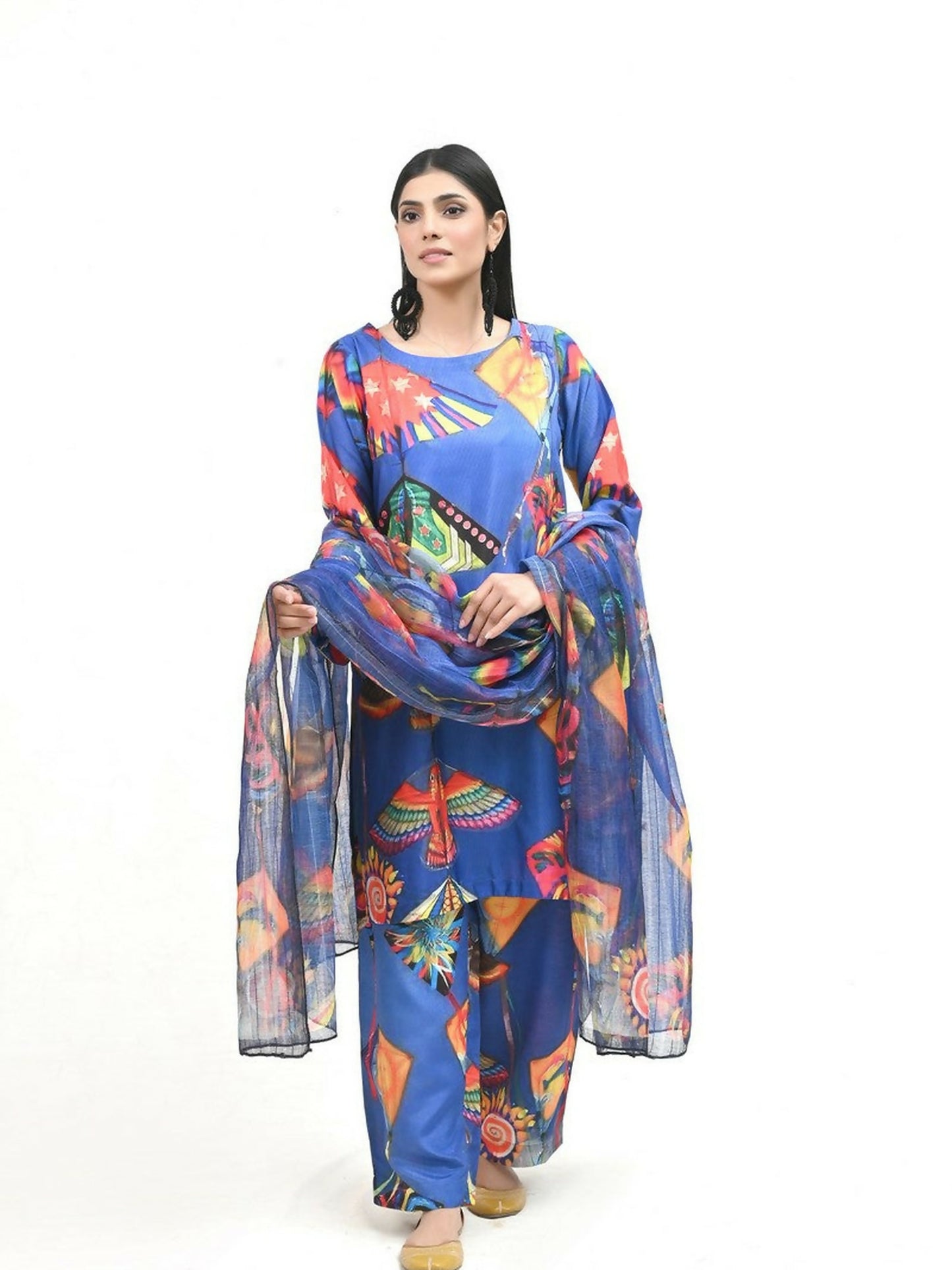 Imran Aftab Basant Mela Raw Silk Printed Unstitched 3-Piece Suit-IARP 03