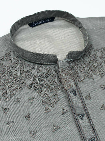 Velvour Boys Cotton Embroidered Stitched Kurta-VB199-B