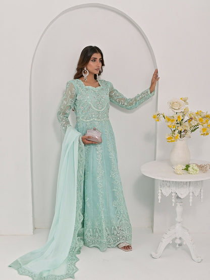 Farooq Hameed Studio Pariza Lux Festive'25 Organza Embroidered Stitched 3-Piece Suit-Aahana