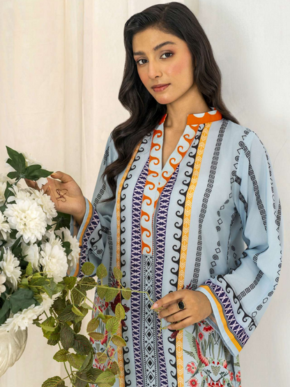 MH Cloth House Poly Lawn Printed Stitched 2-Piece Suit-Zarwa