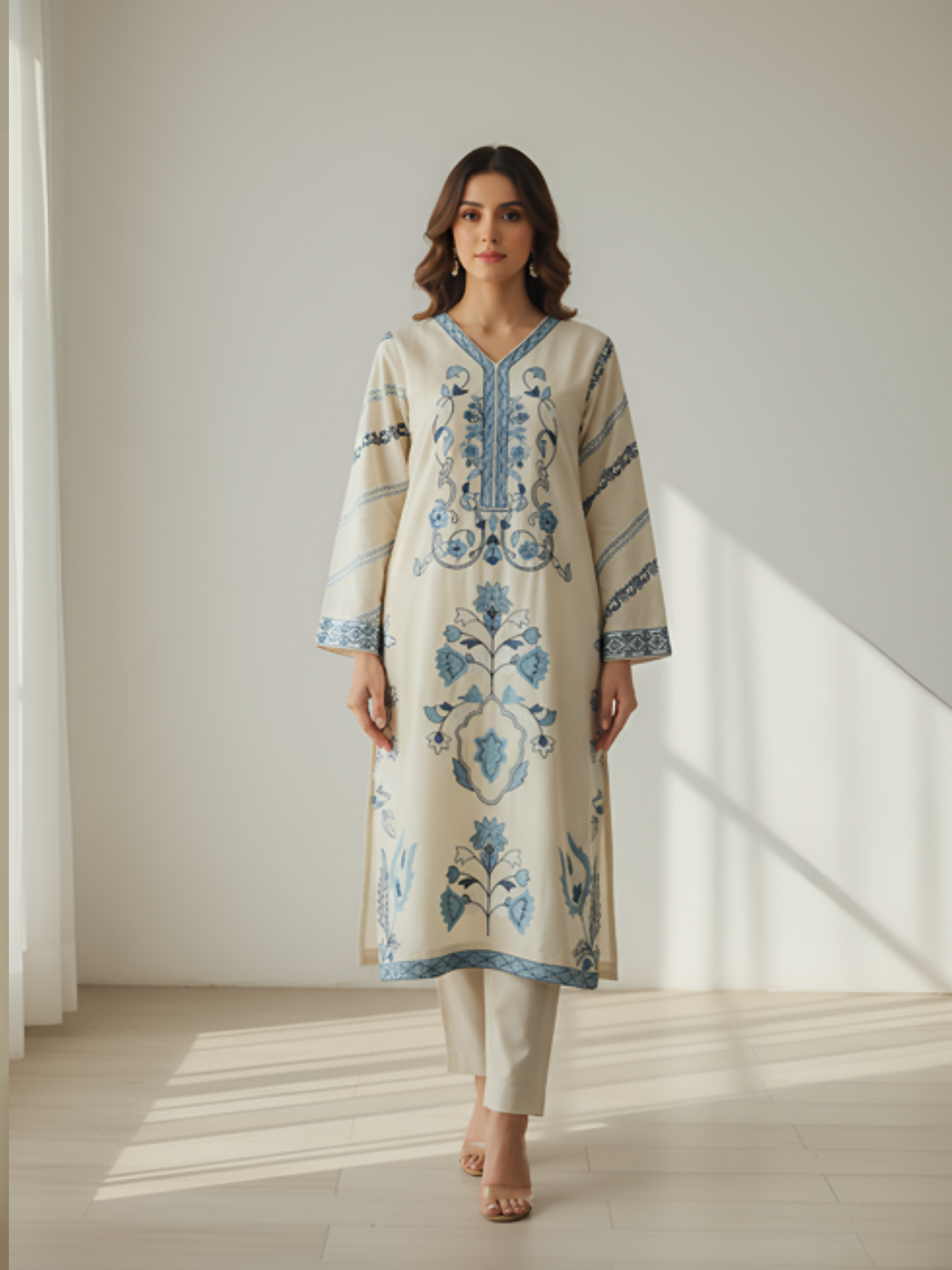 Tawakal Closet Dhanak Embroidered Stitched 2-Piece Suit-Kehksha