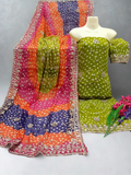 Musk Chunri Printed Hand Embellished Gota Work Unstitched 2-Piece Suit-4A