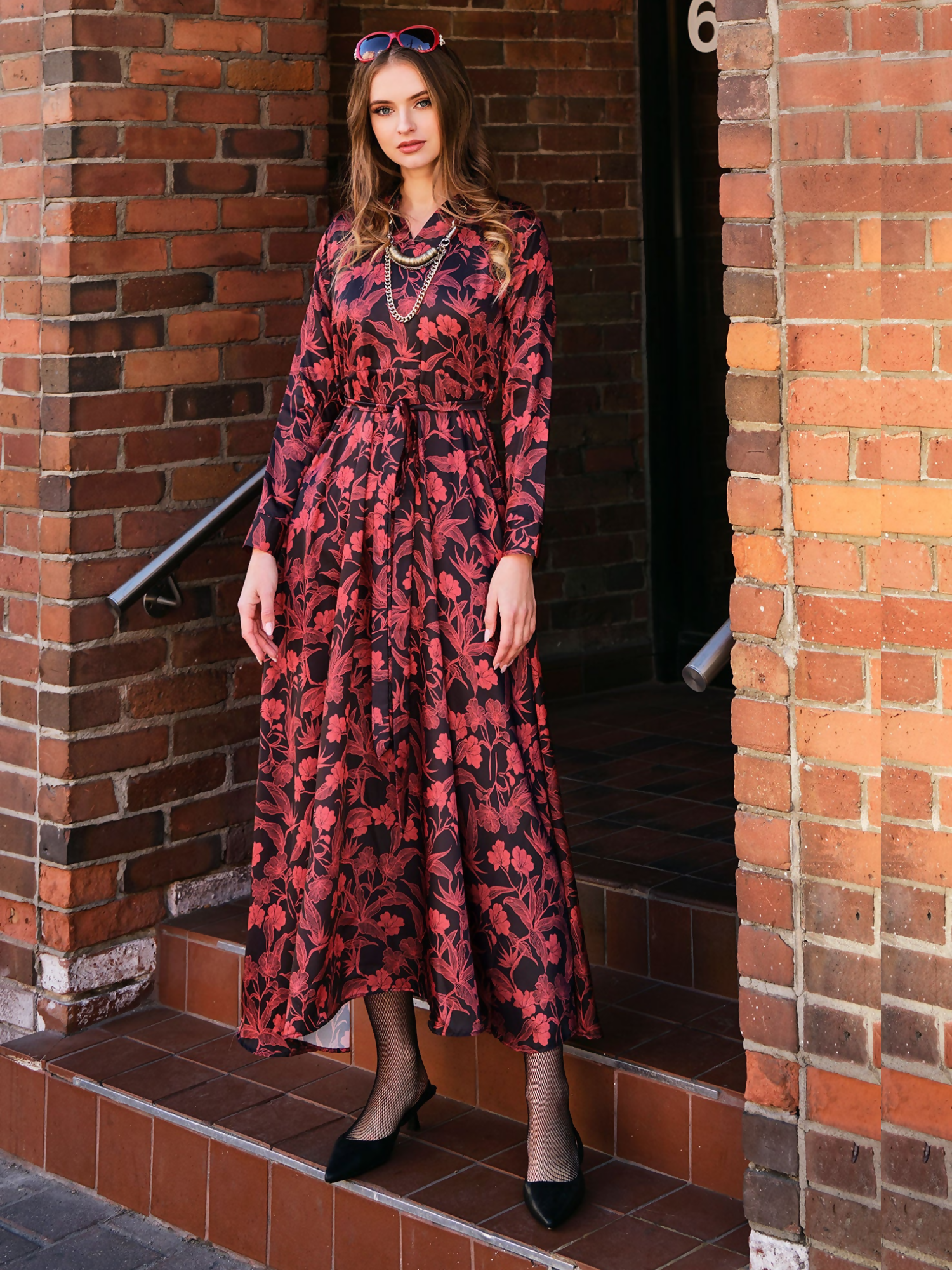 Panache Apparel Silk Printed Dress-Fire