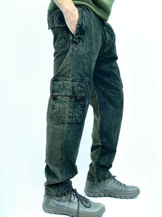 Jupiter Printed Expedition Acid Wash Cotton Cargo Trouser-14435
