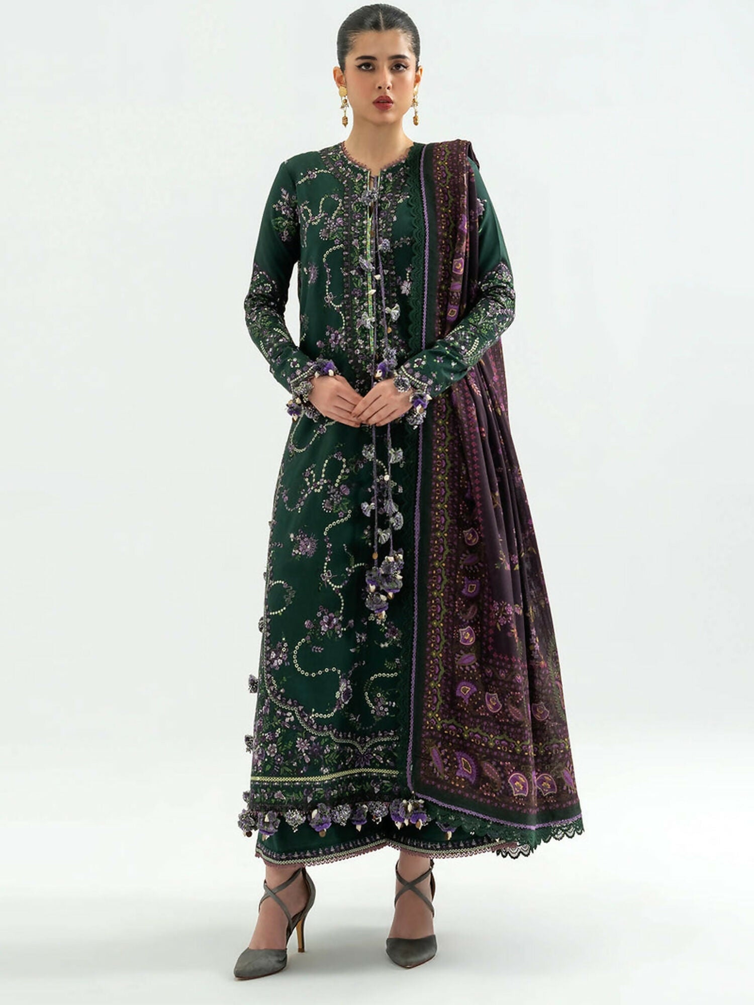 Hussain Rehar Khaddar'25 Embroidered Unstitched 3-Piece Suit-Gulbasi