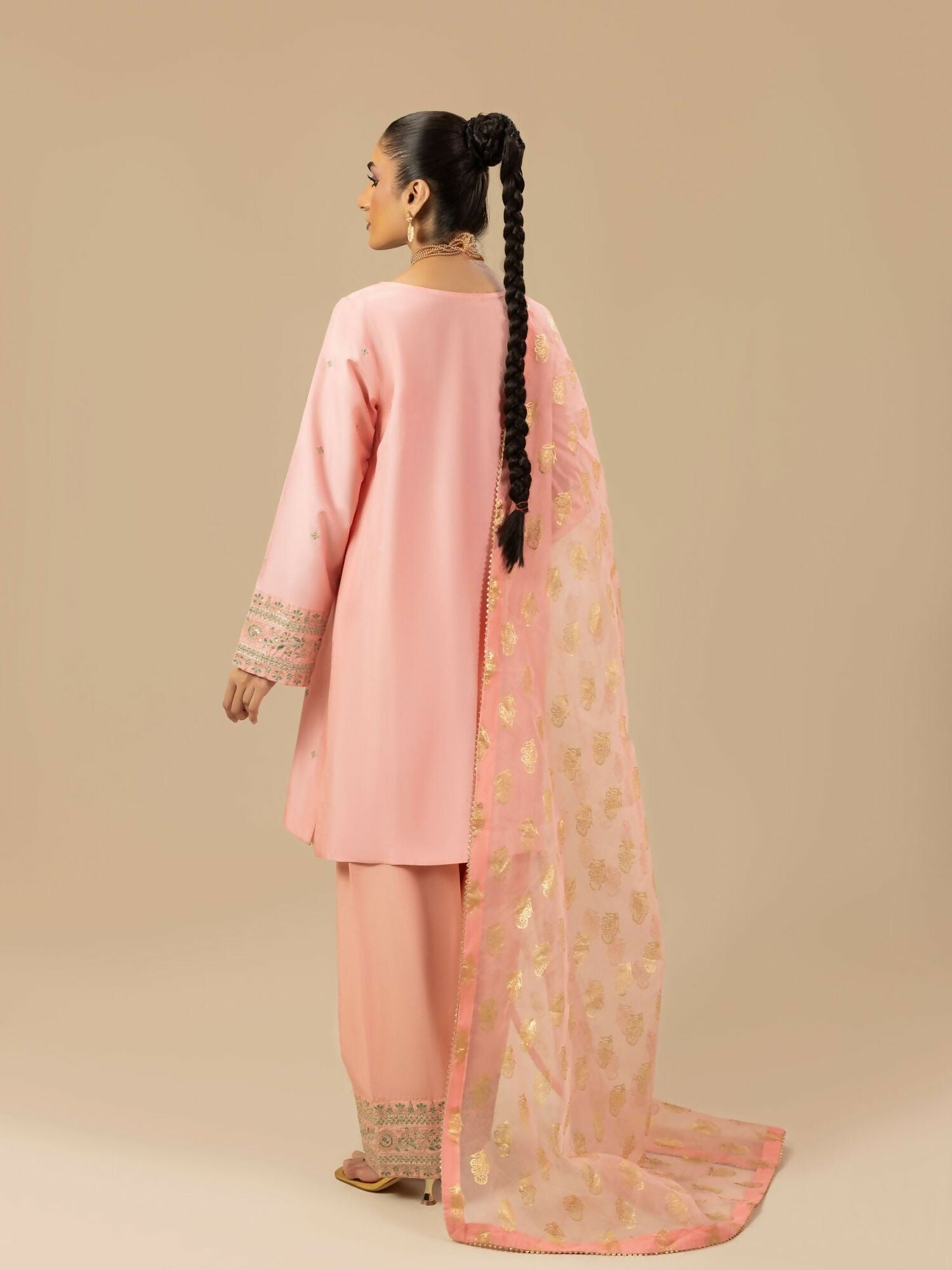 Shurooq Garden Of Dreams Silk Embellished Stitched 3-Piece Suit-Periwinkle