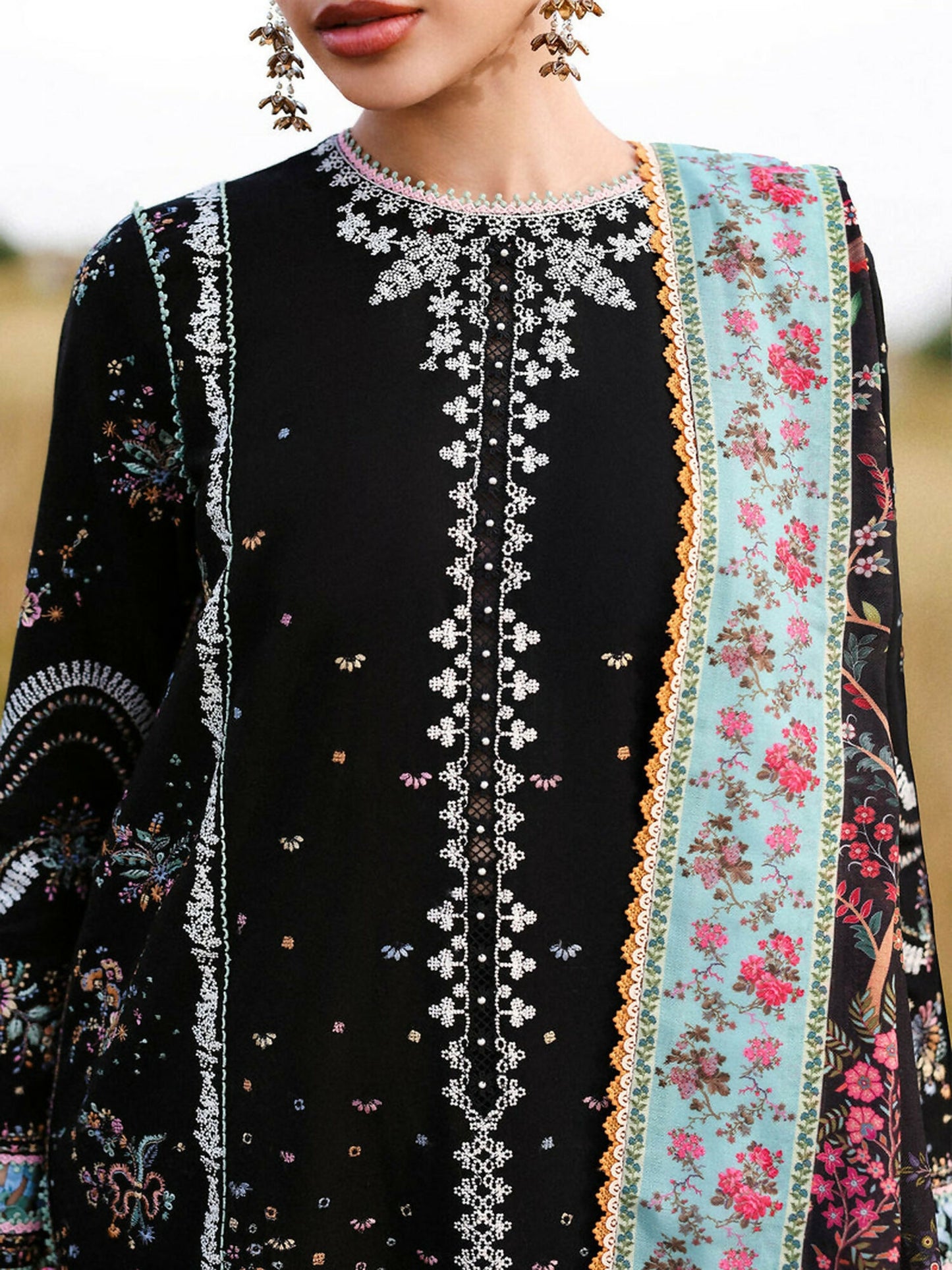 Hussain Rehar Khaddar'25 Embroidered Unstitched 3-Piece Suit-Malika