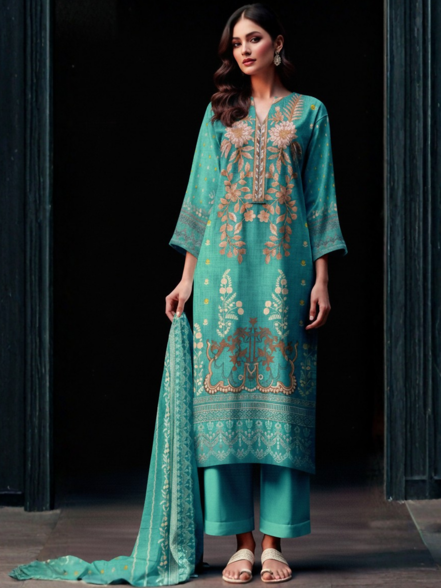 Bin Rehman Lawn Embroidered Unstitched 3-Piece Suit-D-118