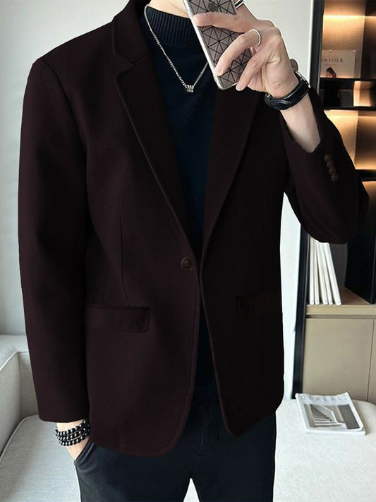 Maroon Jupiter Imported Prime Man Woolen Business Maroon Coat-15048