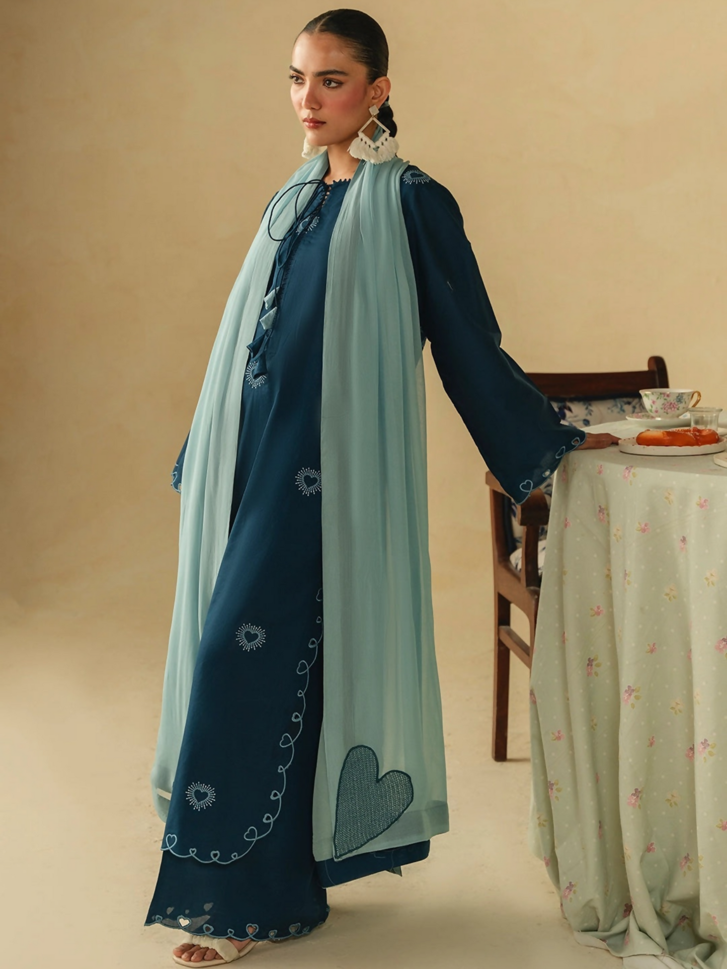 Mannat Clothing Boho Summer'26 Cotton Embroidered Stitched Suit-Sapphire