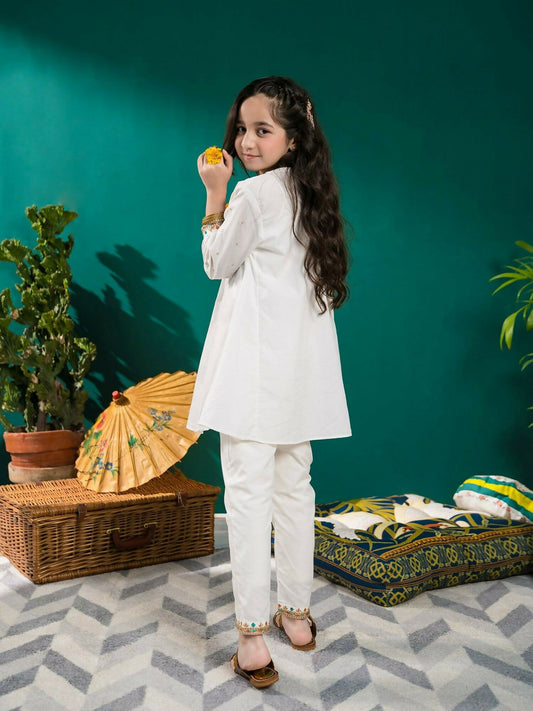 Velvour Girls Cotton Embroidered Stitched 2-Piece Suit-VG63-A