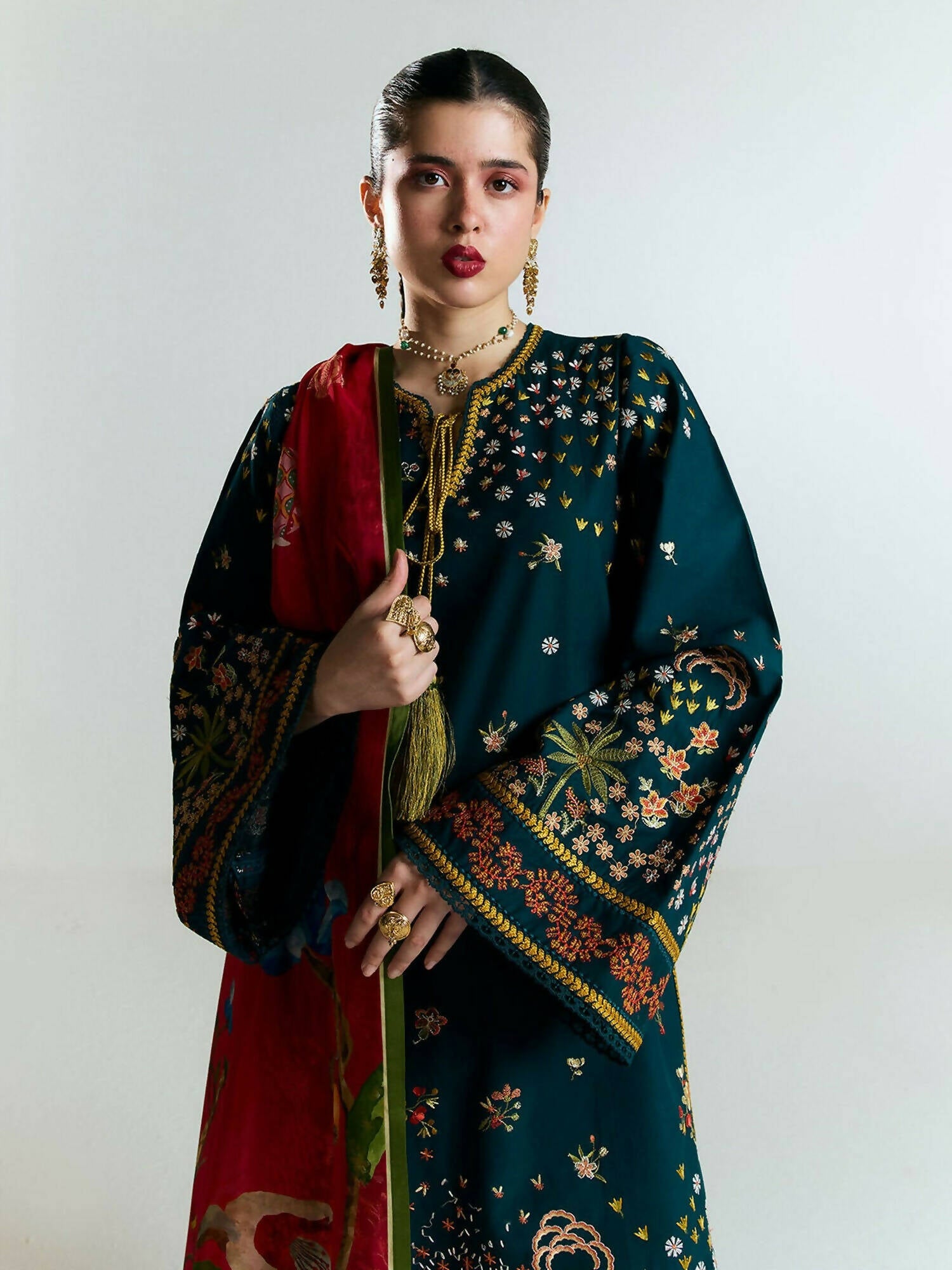 Jugnu by Hussain Rehar SS'25 Edit II Cotton Embroidered Unstitched 3-Piece Suit-ANARA