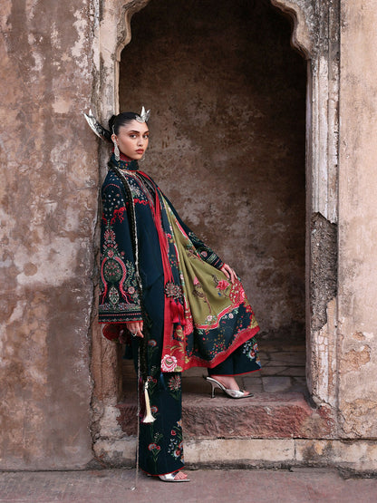 Jugnu By Hussain Rehar Khaddar'25 Embroidered Unstitched 3-Piece Suit-Rati
