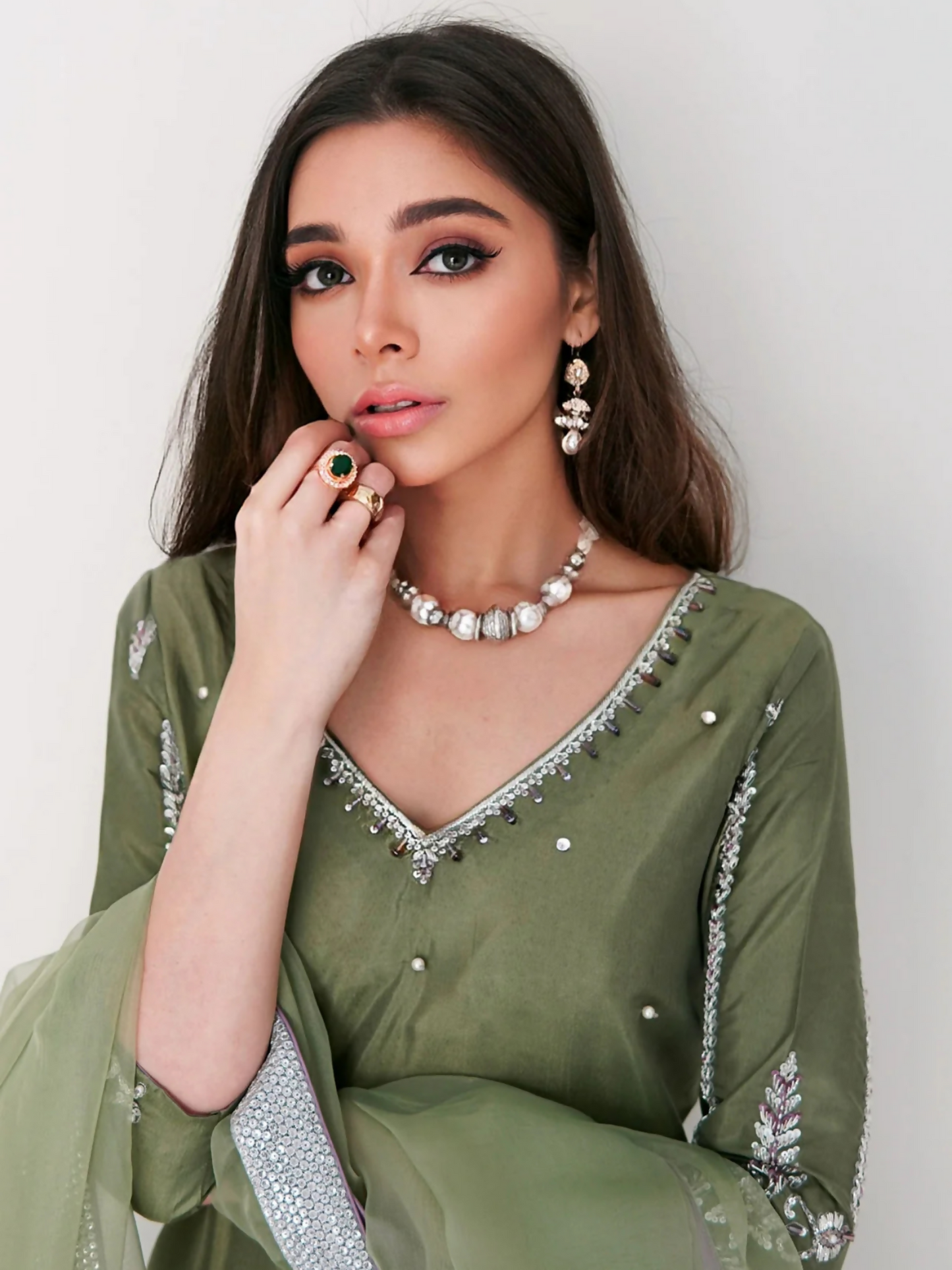 Allure By IH Luxe Formals Raw Silk Embellished Stitched 3-Piece Suit-Ayla
