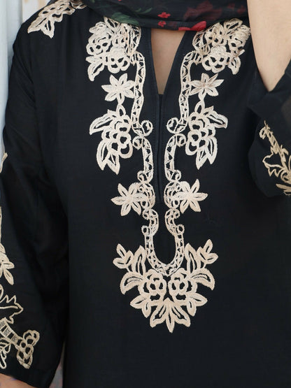 RB Pret & Couture Linen Embroidered Stitched 3-Piece Suit-06