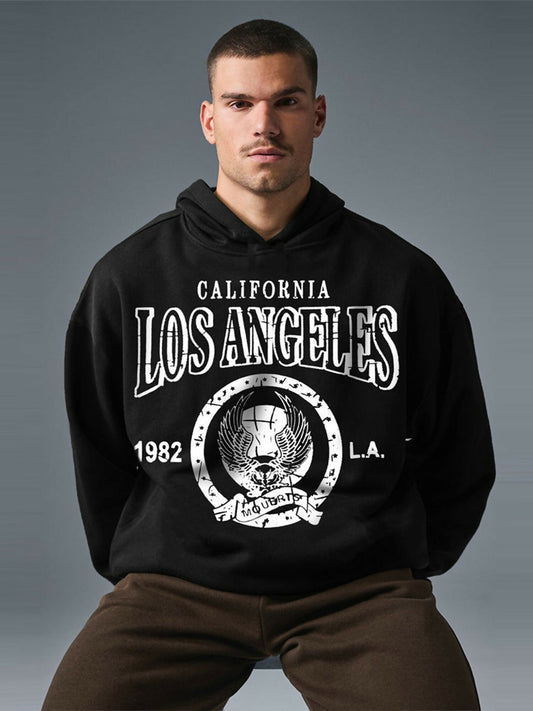 Black Jupiter Oversized Los Angeles Printed Hoodie-14789