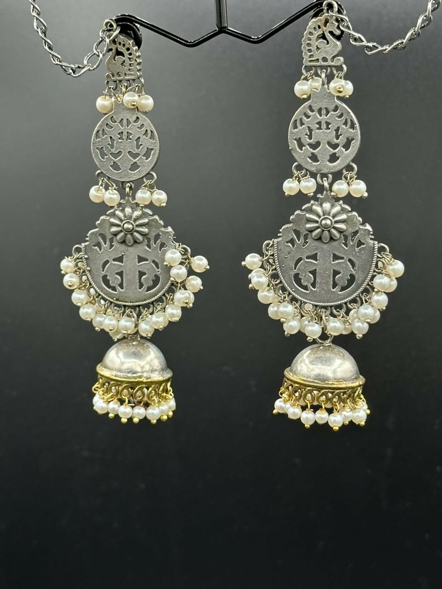 H&A Jewellery Handmade Brass Oxidized Jhumka With Sahara