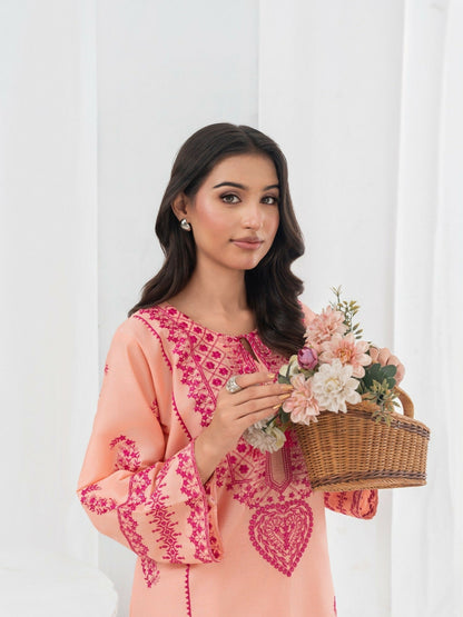 Stylish Collection Allure Cotton Embroidered Stitched 2-Piece Suit-Jugnu Peach