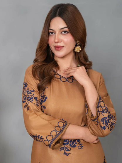 Stylish Collection Musk Linen Embroidered Stitched 2-Piece Suit-Arub
