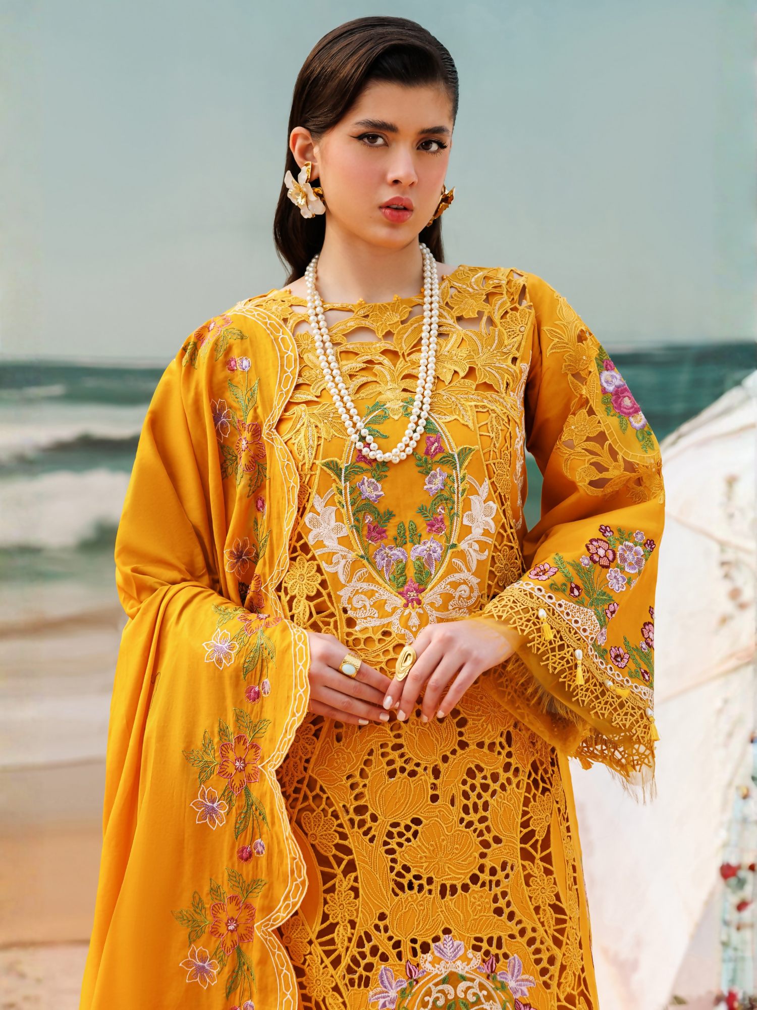 Parishay Monaco Luxury Lawn'26 Embroidered Unstitched 3-Piece Suit-MN-08