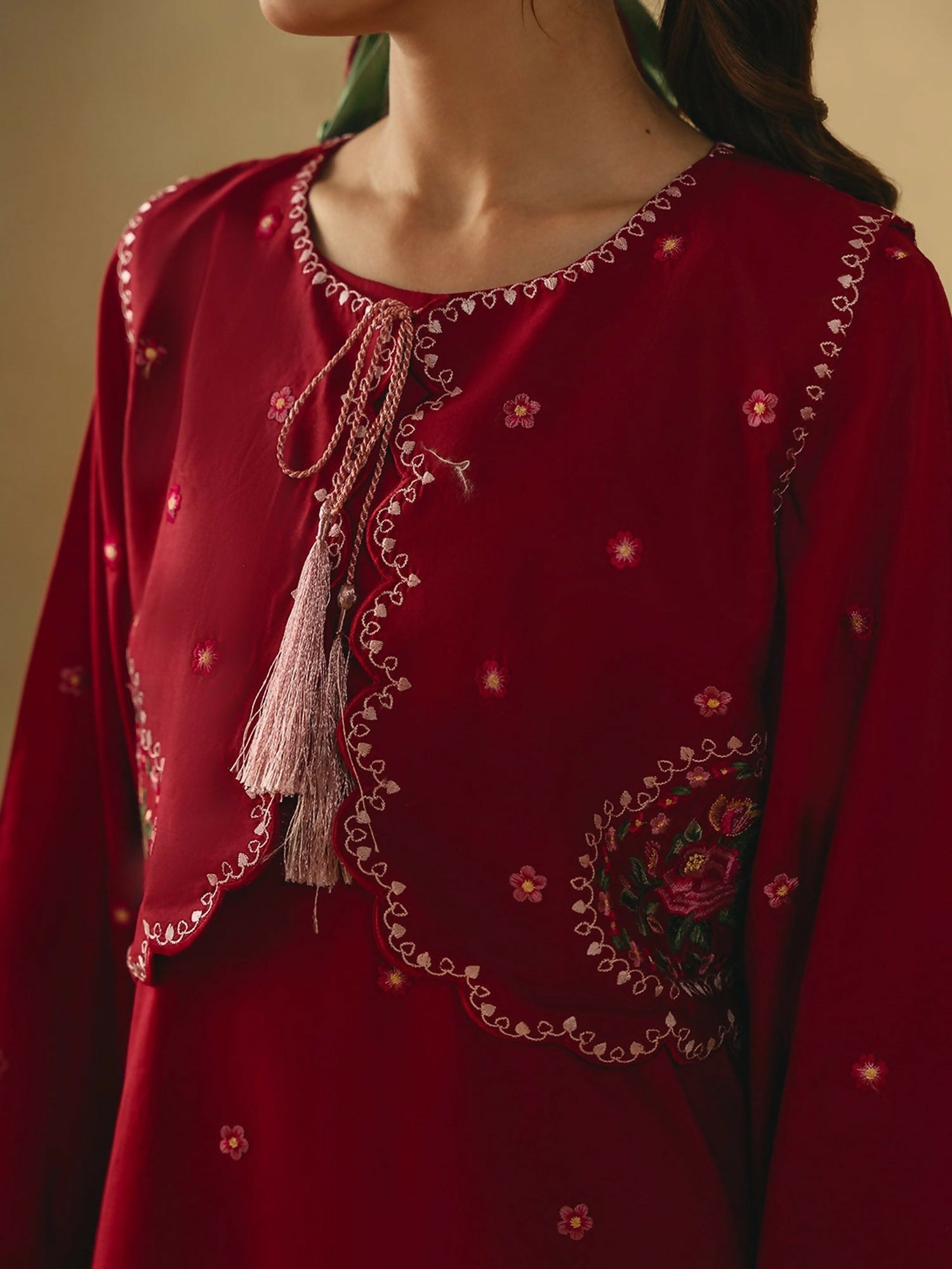 Mannat Clothing Boho Summer'26 Cotton Embroidered Stitched Suit-Deep Rose