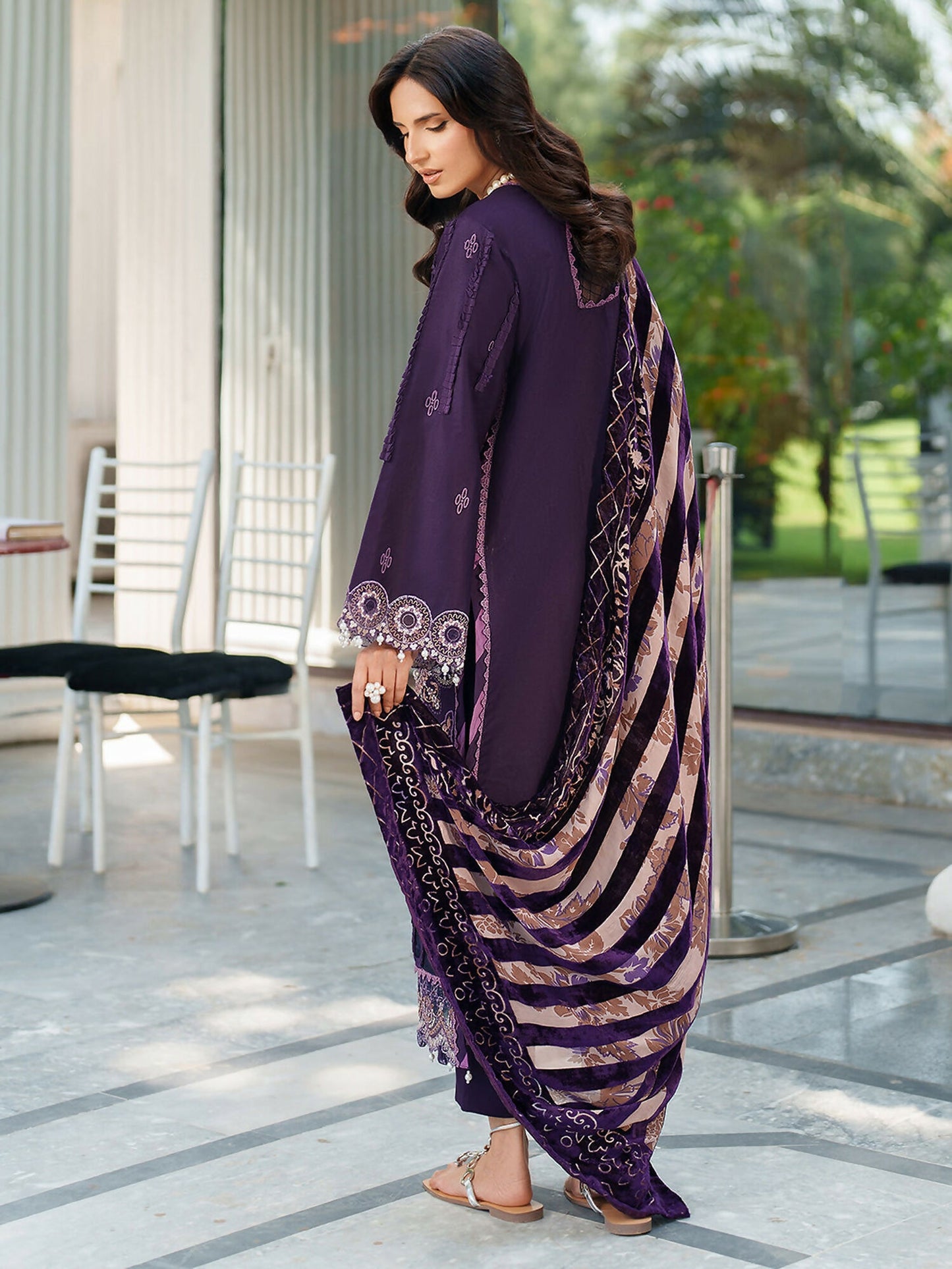 Parishay Panache Winter Corduroy Embroidered Stitched 3-Piece Suit-PNE-06