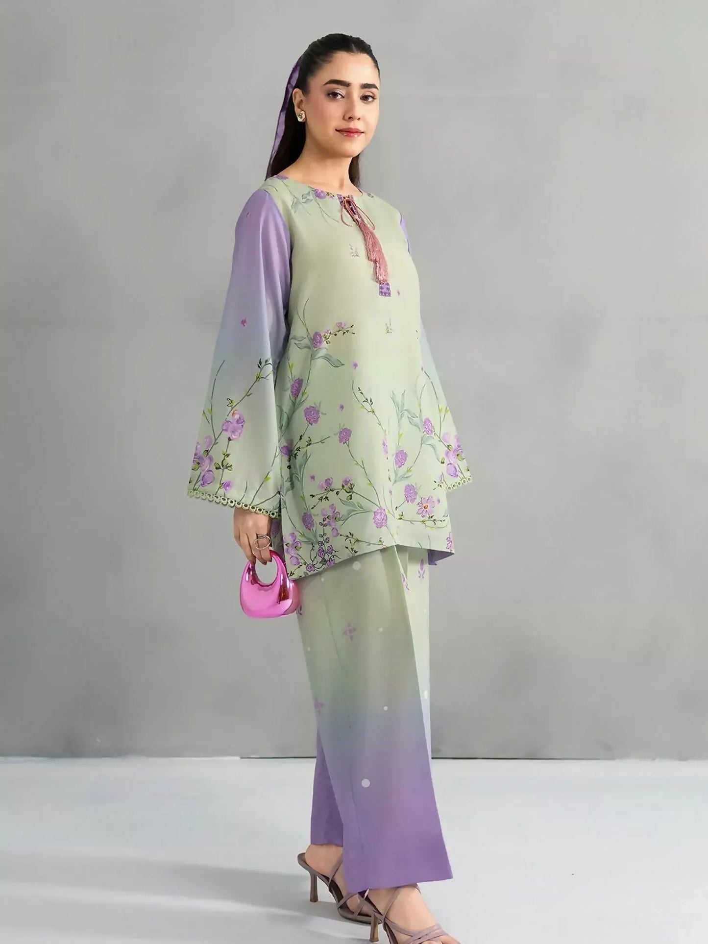 Panache Apparel Dear Summer Silk Lawn Printed Co-Ord Set-Green Field